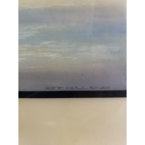 Kiff Holland Clay Glass Trivet Wall Art Sail Boats Lake Cliff Lake House Set 2 - Picture 9 of 9